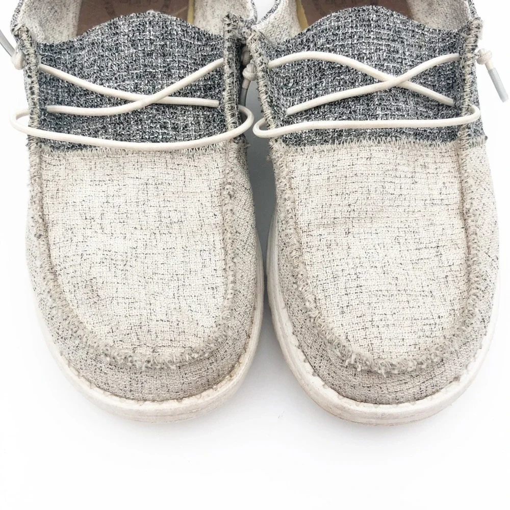 Hey Dude Shoes Womens 9 Wendy Loafers Multi Tri-Color Block Grey Cream Black